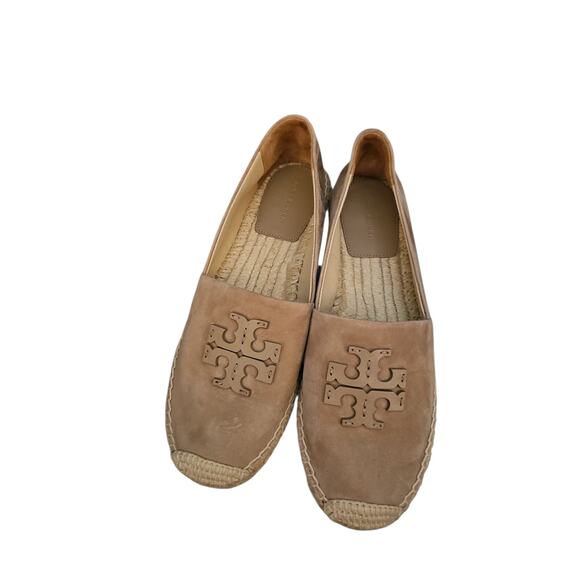 Tory Burch tan suede logo espadrille shoes sz 8.5 SH108